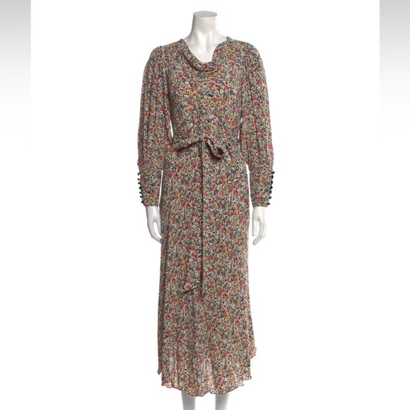 Doen Nanette Dress in Zelda Floral 1940s Style Bias Cut Midi Dress - Picture 8 of 11